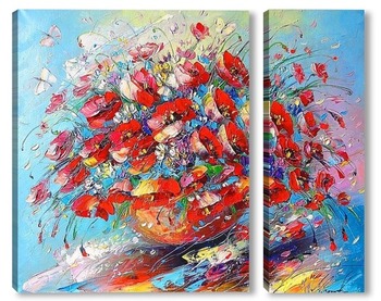Модульная картина Цветочная палитра лета