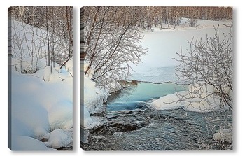  Зимний пейзаж на печёрском водопаде