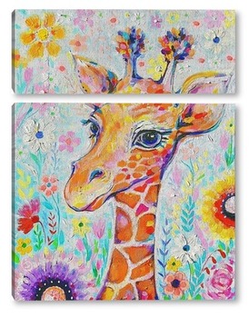 Модульная картина Жираф в цветах