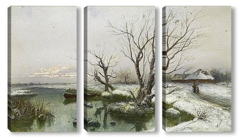 Модульная картина Снежные берега реки