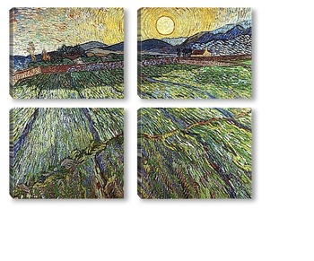 Модульная картина Пейзаж с обработанными полями