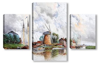 Модульная картина Насосные Мельницы недалеко от Роттердама