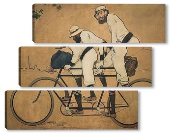 Модульная картина Рамон Касас и Пере Ромеу на велосипеде