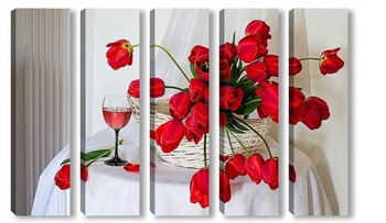 Модульная картина Красные тюльпаны