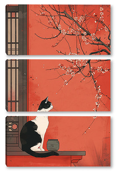 Модульная картина Китайский кот