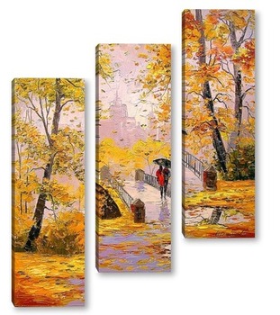 Модульная картина Осенняя прогулка после дождя