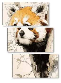 Модульная картина Красная панда