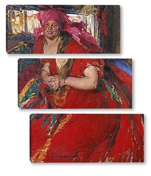 Модульная картина Крестьянка в красном платье