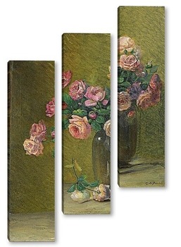 Модульная картина Розовые розы на столе