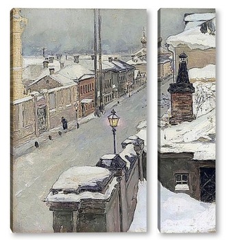 Модульная картина Зимняя Москва.Вид из окна,Средняя Кисловка