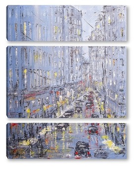 Модульная картина Город, дождь