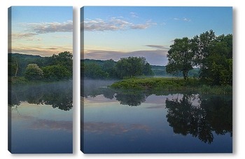 Модульная картина Летнее утро на реке