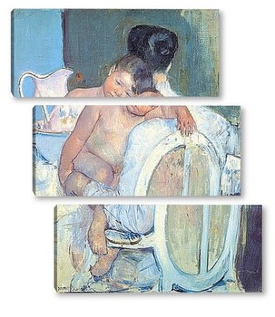 Модульная картина Сидящая женщина с ребенком и его рукой