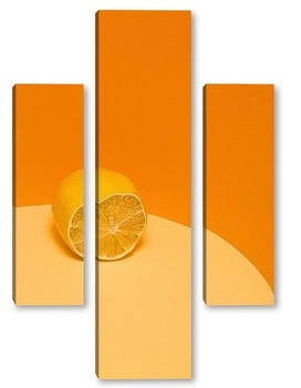 Модульная картина Лимон на оранжевом фоне