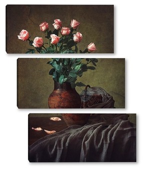 Модульная картина Натюрморт с розовыми розами