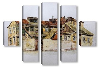 Модульная картина Старый дом в Тбилиси