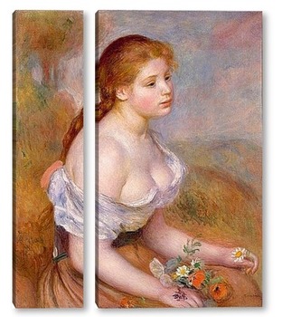 Модульная картина Молодая девушка с ромашками