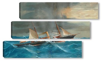 Модульная картина Русская яхта во время шторма