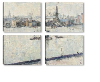 Модульная картина Темза на мосту Баттерси, Лондон, 1918