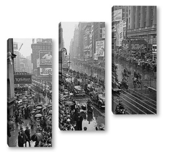 Модульная картина Прибытие президента Рузвельта в Таймс сквер,1930-е.