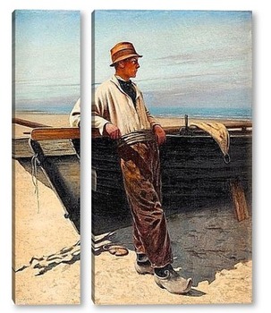 Модульная картина Рыбак на берегу моря