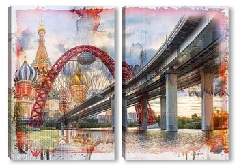 Модульная картина Мост на фоне Кремля
