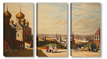 Модульная картина Панорамный вид на Москву с Кремлем