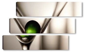 Модульная картина Зеленый шарик и бокал