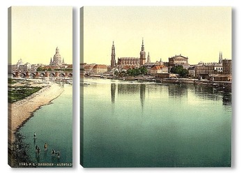  Церковь и Королевский замок, Старый город, Дрезден, Саксония, Германия.1890-1900 гг