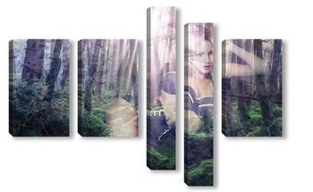 Модульная картина Девушка на фоне леса
