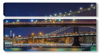 Модульная картина начало осени, мосты Нью Йорка