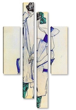 Модульная картина Вид сзади девушки в голубой юбке - 1913