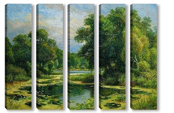 Модульная картина Озеро в лесу