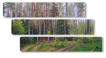 Модульная картина Лес в начале осени