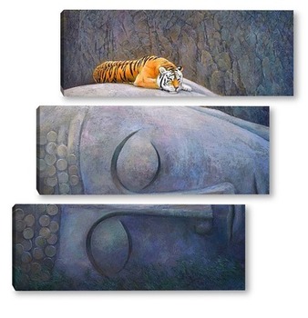 Модульная картина Спящий Будда и тигр