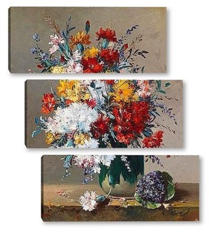 Модульная картина Букет цветов и фиалок