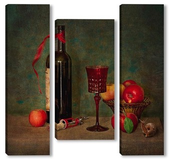 Модульная картина С вином и яблокоми