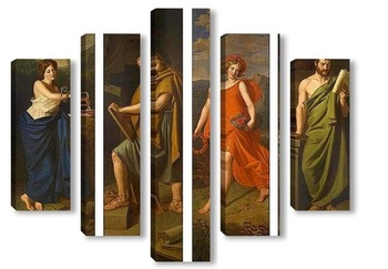 Модульная картина Хигейя, Гиппократ, Гален и Фауна