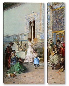 Модульная картина Жанровая сцена в Алькасаре в Севилье