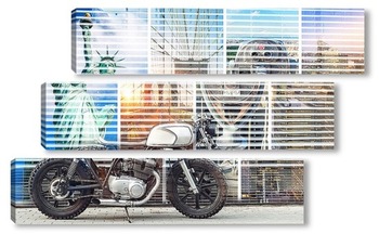 Модульная картина Мотоцикл на фоне Нью-Йорка