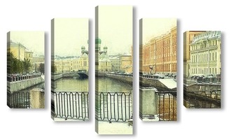 Модульная картина Санкт-Петербург. Канал Грибоедова. Могилевский мост и Исидоровская церковь.