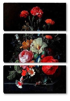 Модульная картина Розы,маки и другие цветы 