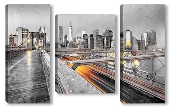 Модульная картина Нью-Йорк с Бруклинским мостом