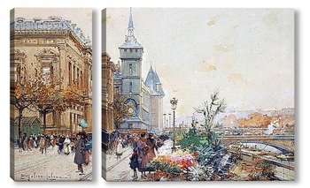 Модульная картина Цветочный рынок на Сене