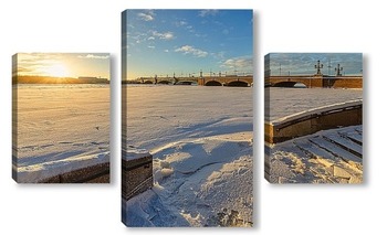  Утренний снегопад. Красногвардейский мост.