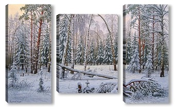 Модульная картина Снежный лес