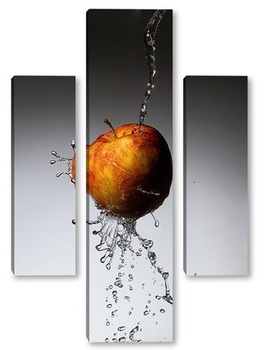 Модульная картина Яблоко под струями воды