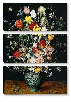 Модульная картина Букет цветов в голубой вазе