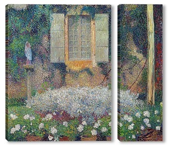 Модульная картина Окно кухни в саду