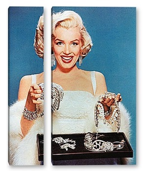 Модульная картина Мерелин  Монро с бриллиантовым ожерельем.